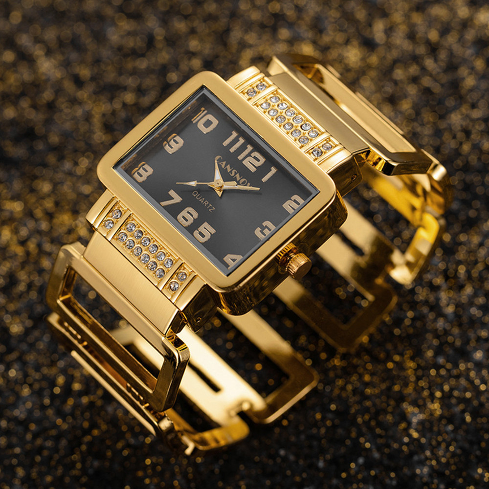 Jewelry Watches Silver - Cansnow Dikdörtgen Bayanlar Kol Saati Altın