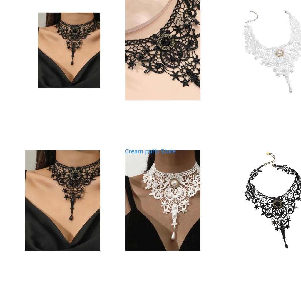 Crystal Choker Necklace - 50LE Dantel Gerdanlık Kolye Gotik Steampunk