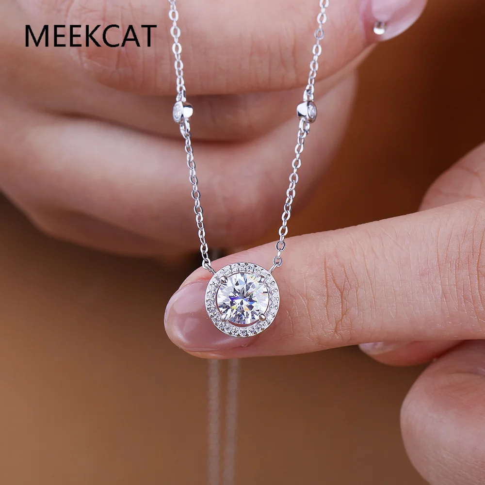 Crystal Choker Necklace - 1/2/3CT Mozanit Kolye Kadınlar için 925