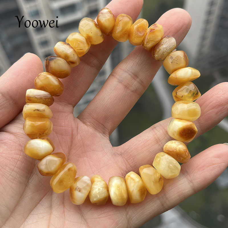 Gemstone Bracelet Healing - 100% Gerçek Sarı Amber Bilezikler Unisex