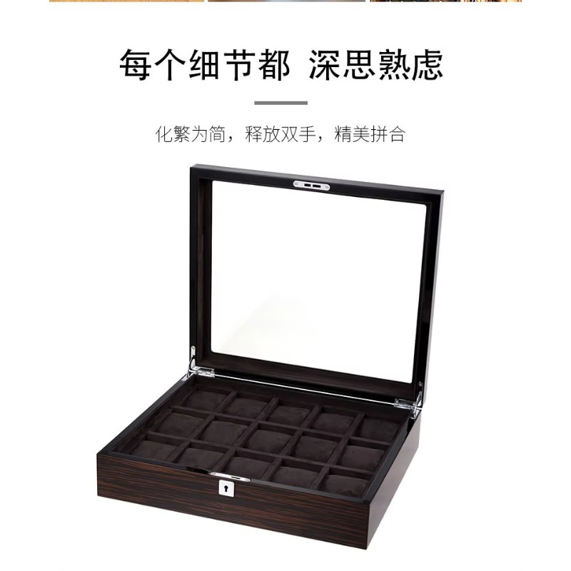Jewelry And Watches Box - Hxl ahşap piyano cilası çok pozisyonlu