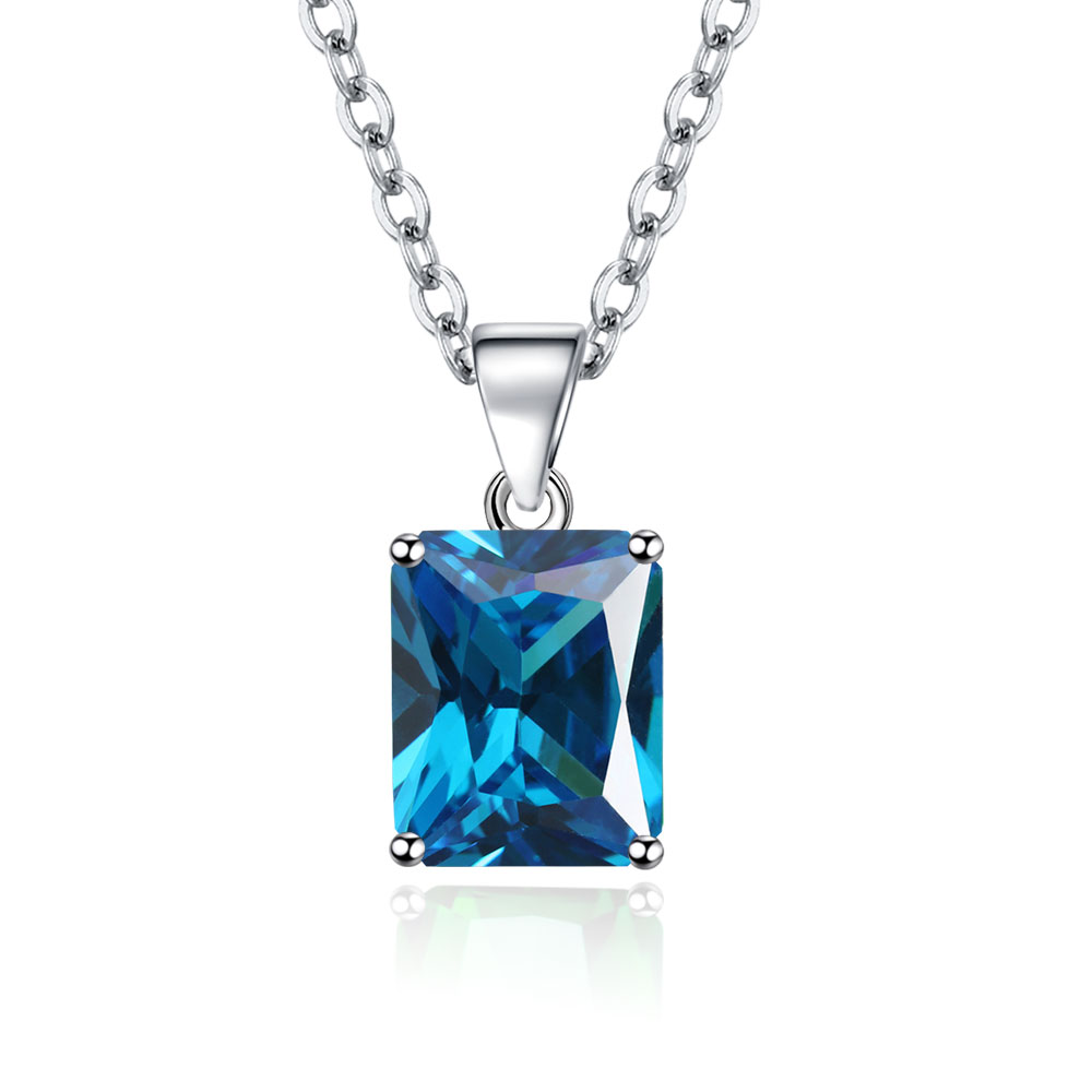 Crystal Choker Necklace - Zümrüt Kesim Mavi Topaz Düzenlenmiş Mavi