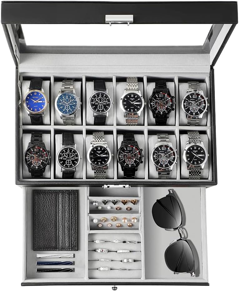Jewelry And Watches Box - Erkekler İçin Saat Kutusu Düzenleyici, Cam