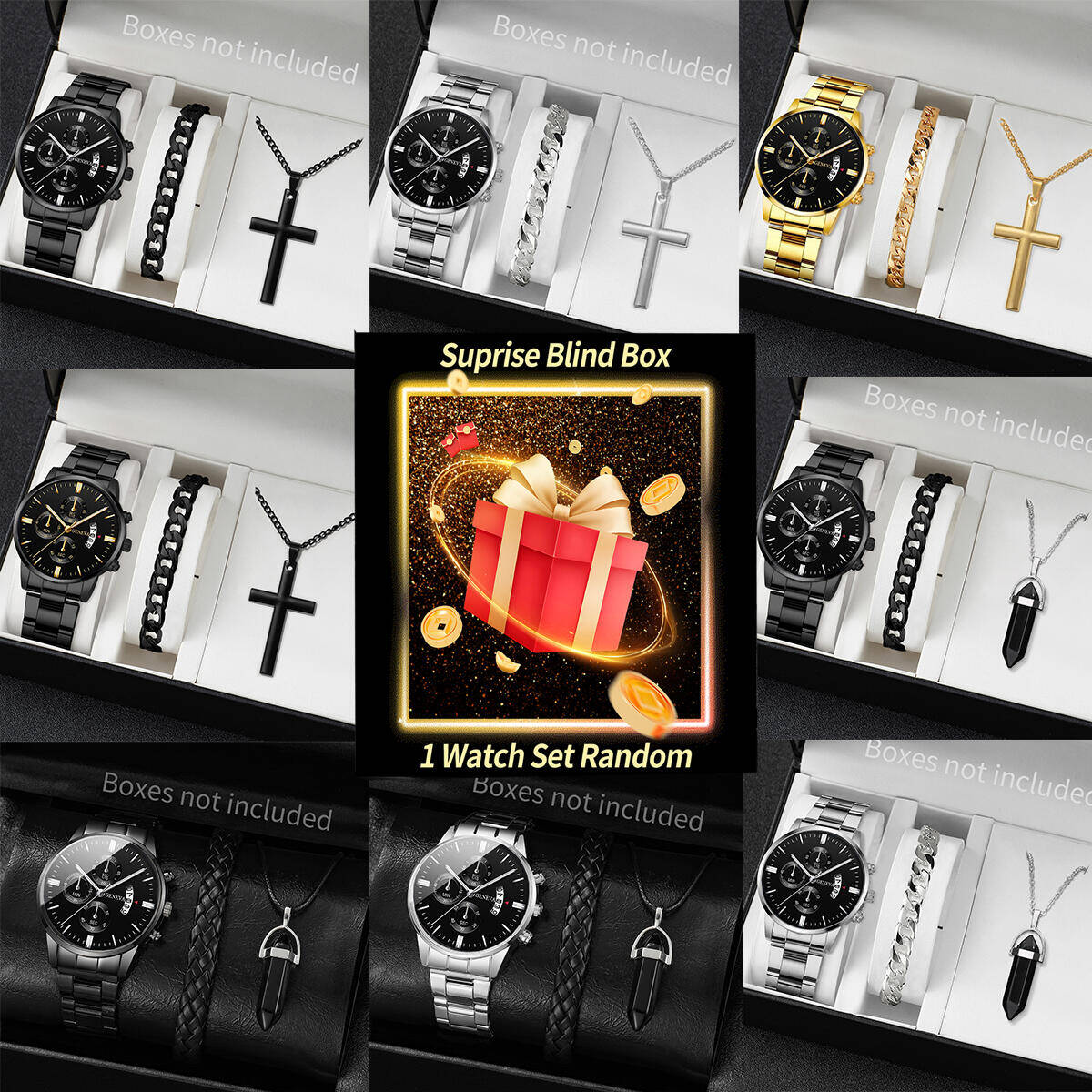 Jewelry And Watches Box - Sürpriz Gizemli Saat Kör Kutu-3 Adet/takım